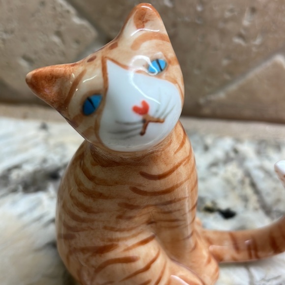 Orange Tabby Cats napkin ring holders fine bone China - Picture 2 of 6